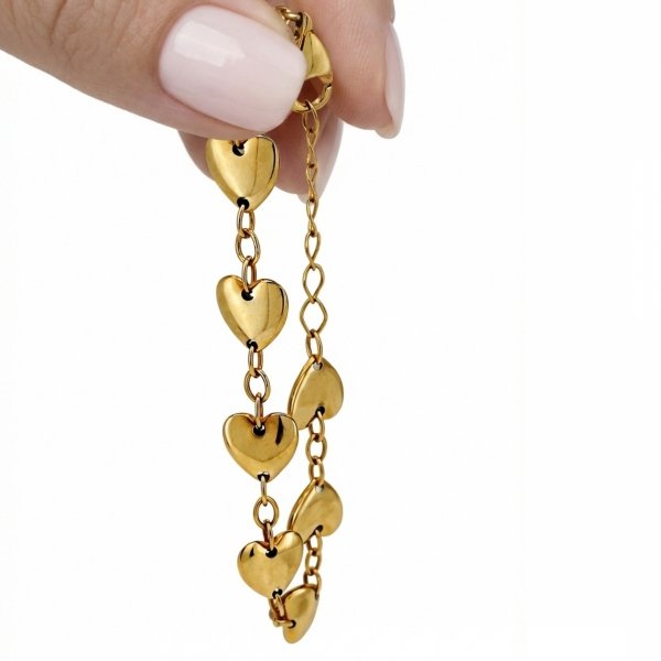 Bransoletka z motywem serc złoto 585