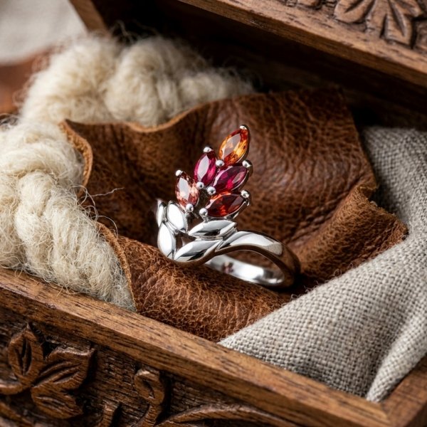 Pierścionek z naturalnym turmalinem srebro 925 ROD