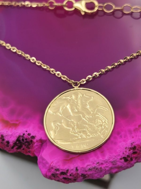 Naszyjnik Moneta 2cm Poniatowski 1814 r złoto585
