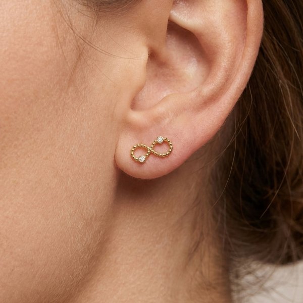 Kolczyki znak nieskończoności pleciony złoto 585 