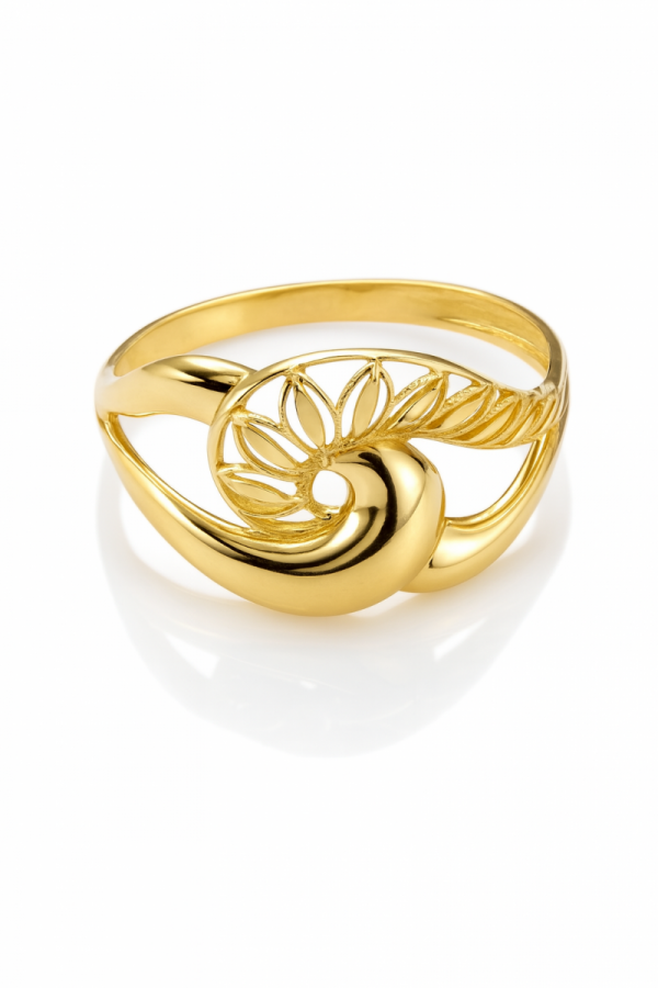  Pierścionek R.18/19 Gruby warkocz listki  złoto 585