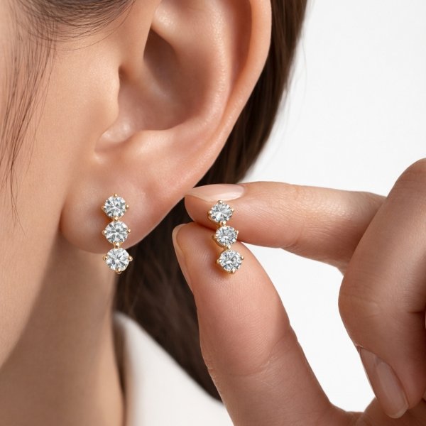 Kolczyki sztyft z kamieniami złoto 585