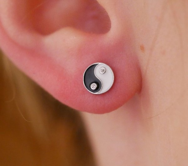 Kolczyki sztyft yin-yang srebro 925 rod