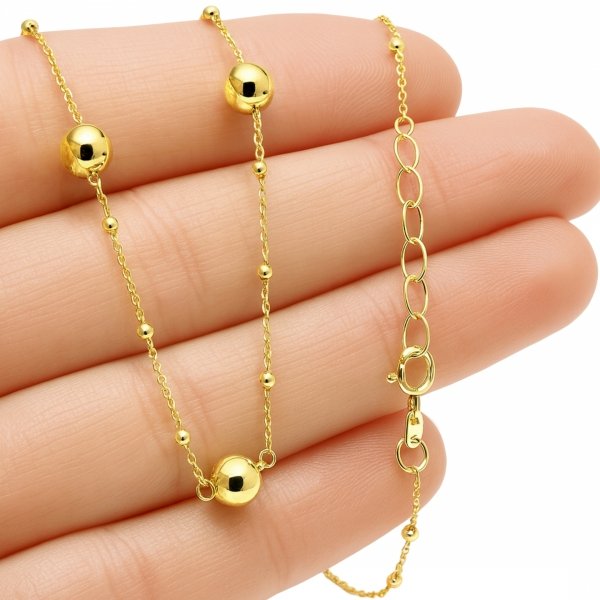 Naszyjnik kule duże małe  45cm złoto 585 