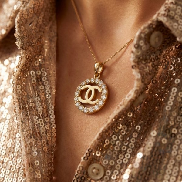 Wisior półkola koło wysadzane złoto 585