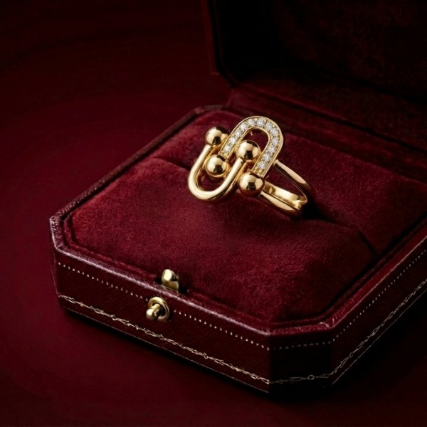 Pierścionek R. 17 z motywem geometrycznym złoto 585