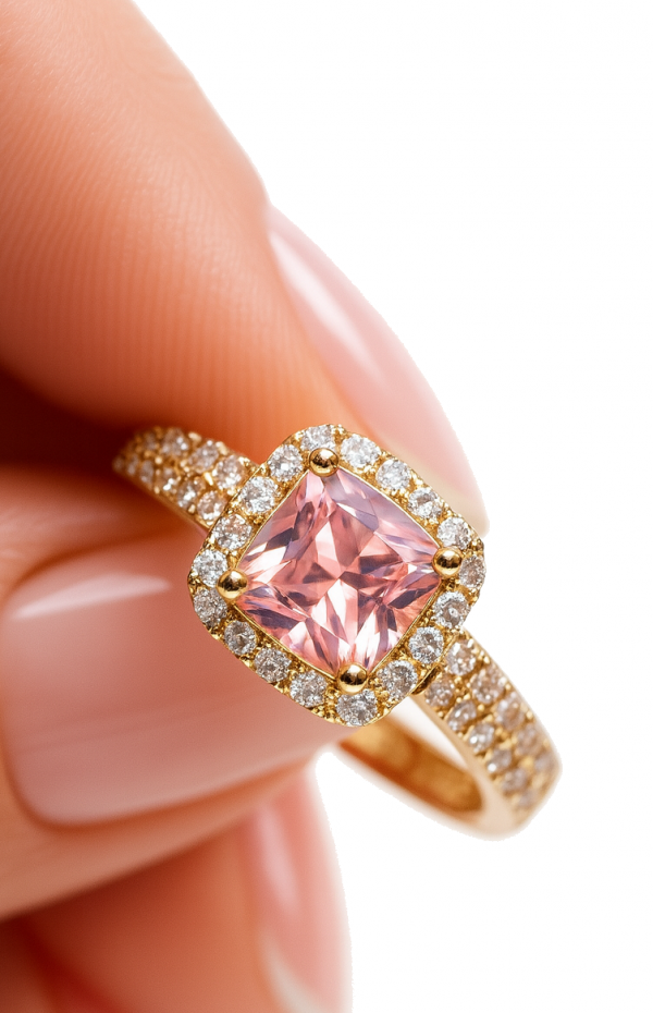 Pierścionek z różowym kamieniem R.17 złoto 585