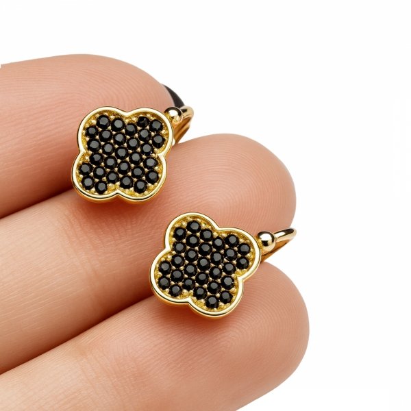 Kolczyki okazałe marokańska koniczyna złoto 585