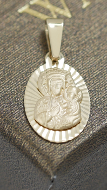 Medalik diamentowany z wizerunkiem złoto 585 