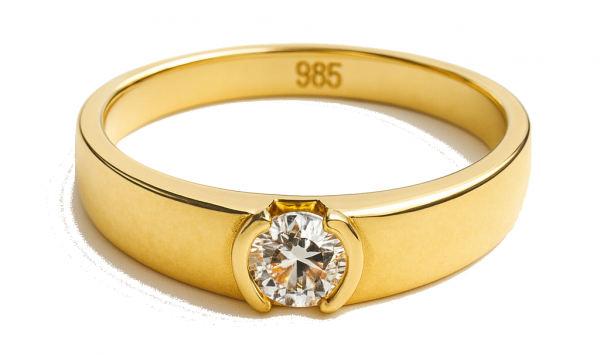 Pierścionek z kamieniem o szlifie brylantowym R.18 złoto 585