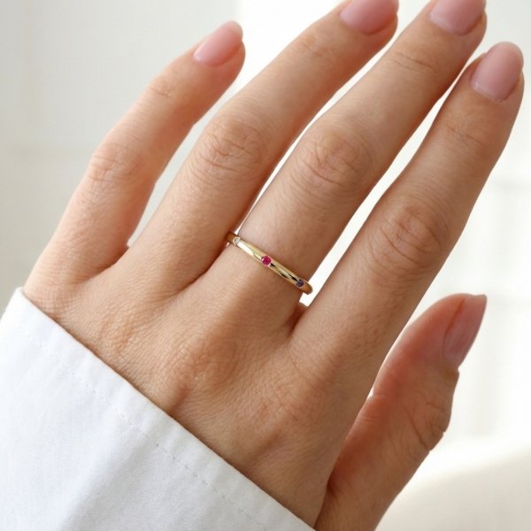 Pierścionek kolorowe kamienie R.11/12 złoto 585