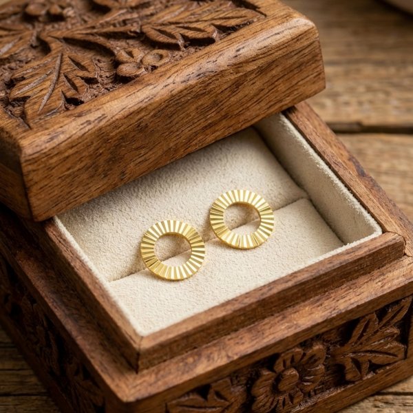 Kolczyki sztyft diamentowane koła złoto 585