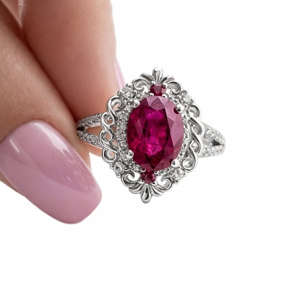 Pierścionek z naturalnym rubinem i topazem srebro 925