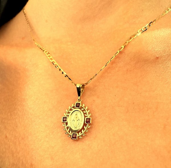 Medalik cudowny gałązki rubinowe cyrk złoto 585 