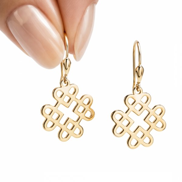 Kolczyki geometryczne koniczyny złoto 585 