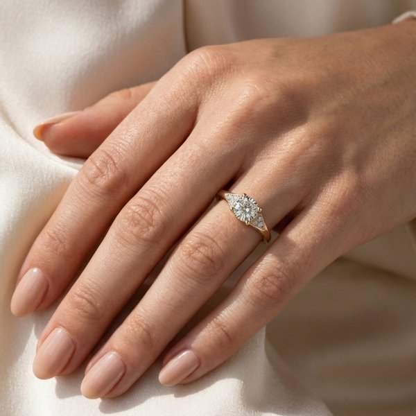 Pierścionek R.19 diamenty naturalne złoto 585 