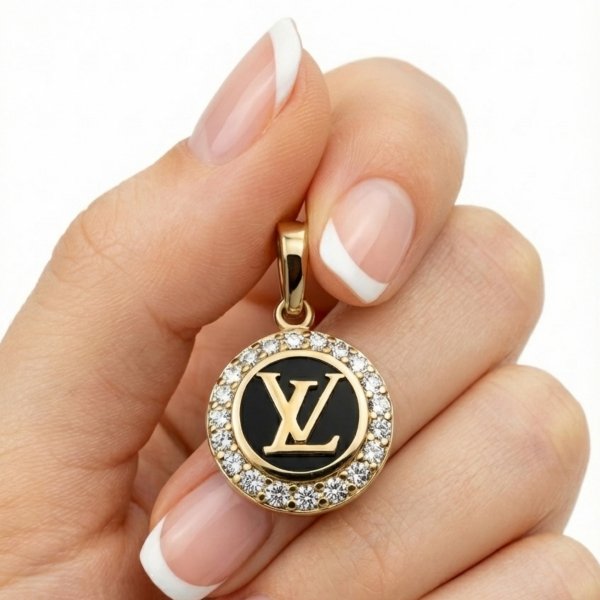 Rozeta wisior wysadzana kamieniami złoto 585