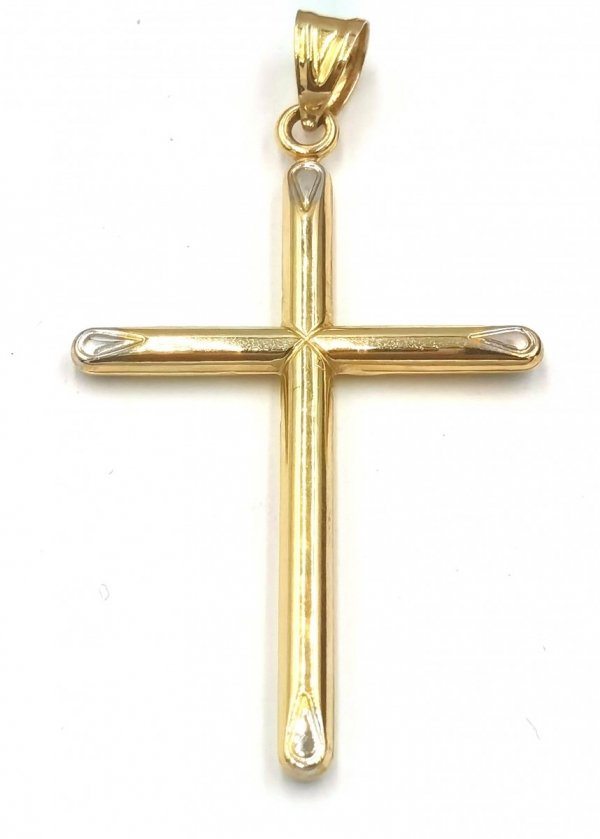 Krzyż dwustronny duży 6cm złoto 585 