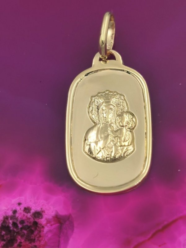 Medalik Częstochowska wypukły Złoto 585 