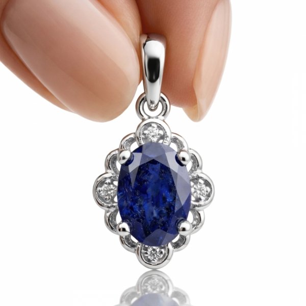 Wisior z naturalnym szafirem i białym topazem srebro 925 