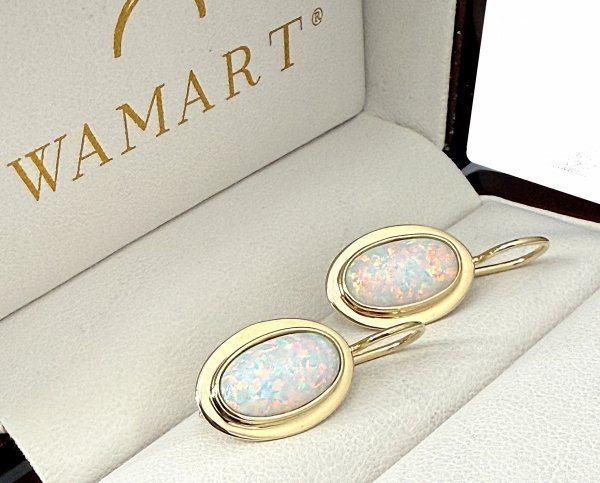 Kolczyki OPAL retro bigiel złoto 585 