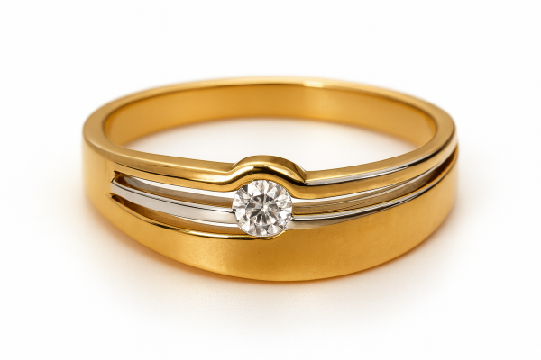 Pierścionek R.16 kamień w klasycznym szlifie złoto 333