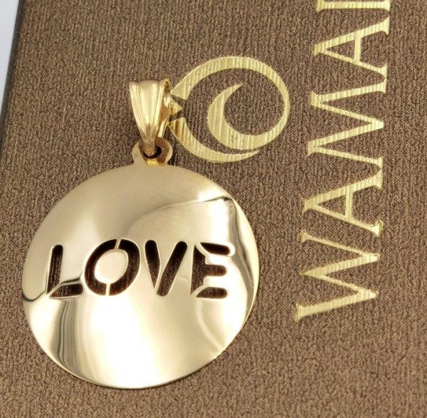Wisior Koło 3D LOVE 3cm Złoto 585 