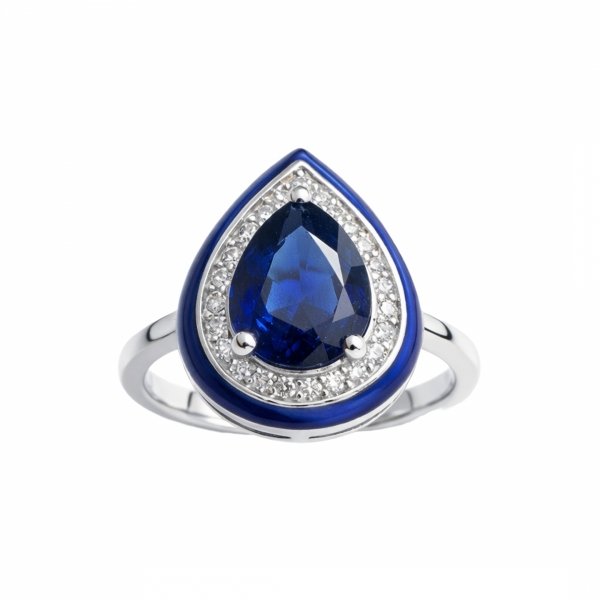 Pierścionek kropla z cyrkoniami srebro 925