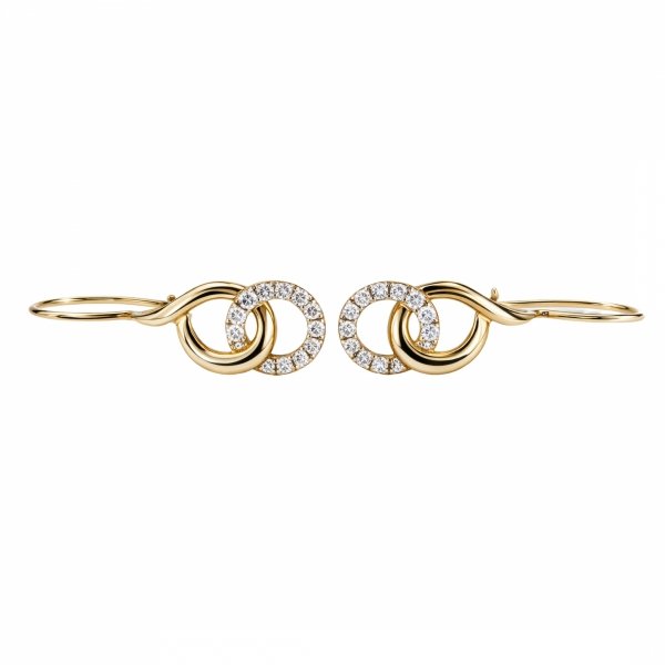 Kolczyki zapięcie bigiel spleciona forma z kamieniami złoto 585 