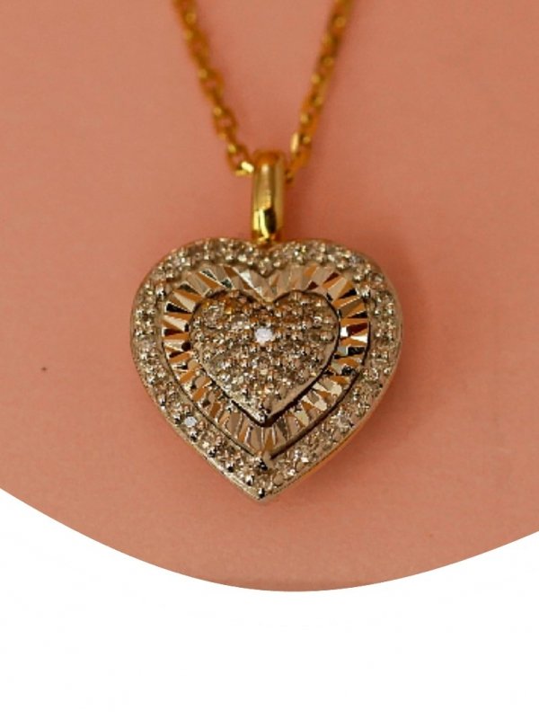 Naszyjnik SERCE diament 52/0.08ct złoto 585
