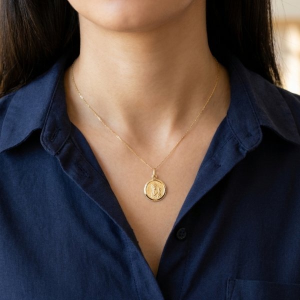 Medalik z wizerunkiem w kole złoto 585 