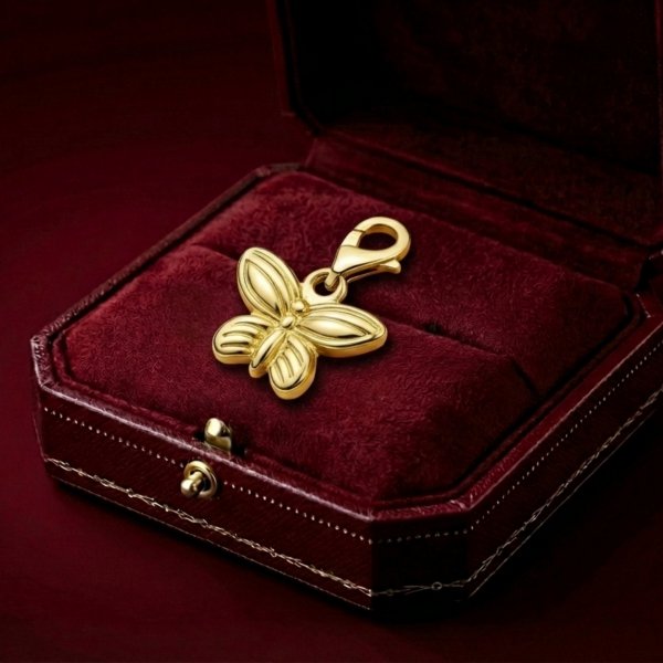 Charms przywieszka motyl dwustronny 3D złoto 585 