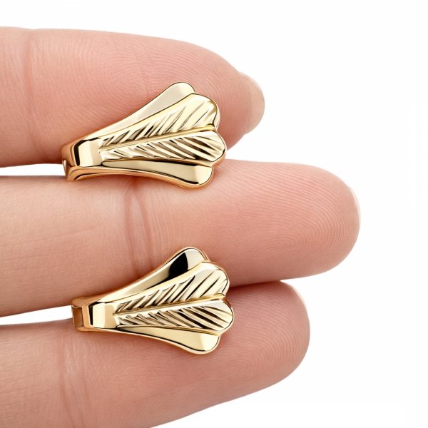 Kolczyki wachlarze grawerowane złoto 585