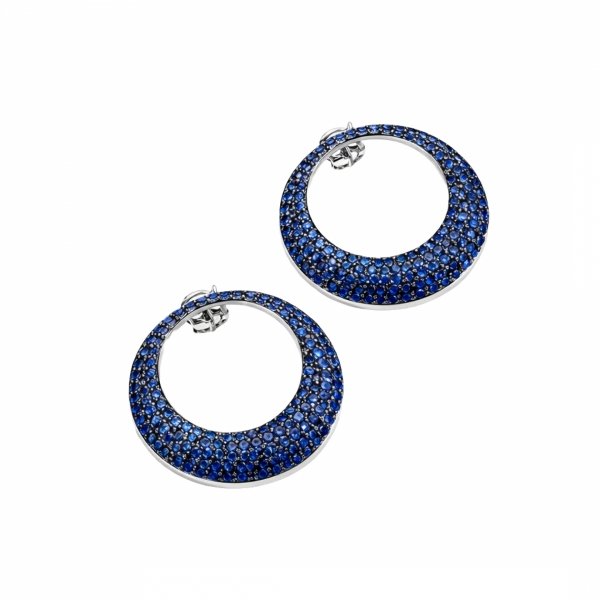 Kolczyki sztyfty z niebieskimi kamieniami srebro 925 ROD