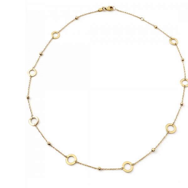 Naszyjnik z obręczami i kulami złoto 585