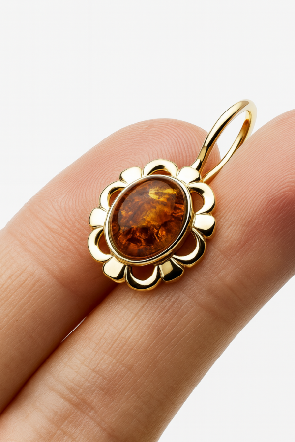 Kolczyki z bursztynem złoto 585 