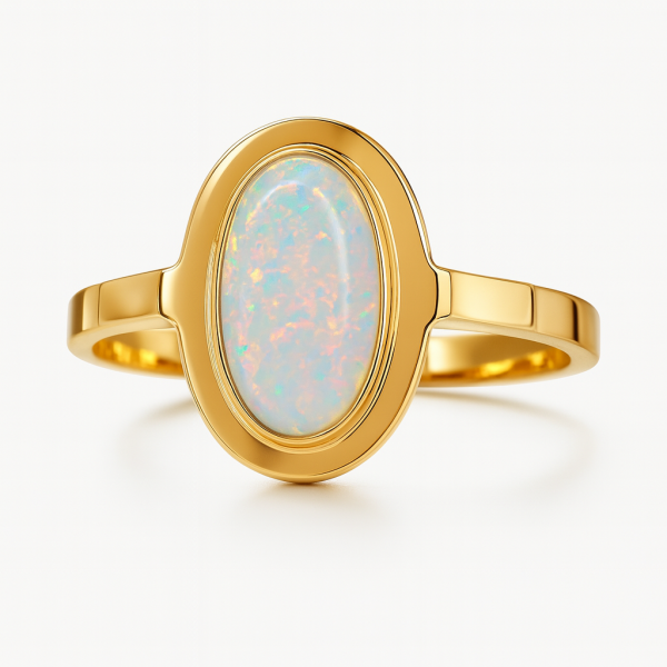 Pierścionek R.20 opalizujący złoto 585