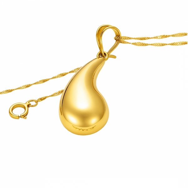 Naszyjnik kropla 3D polerowana  45cm złoto 585