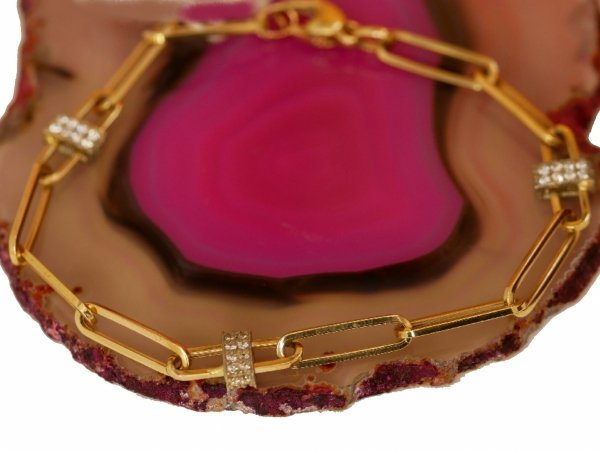 Bransoletka trzy pierścienie future 19,5cm  złoto 585 