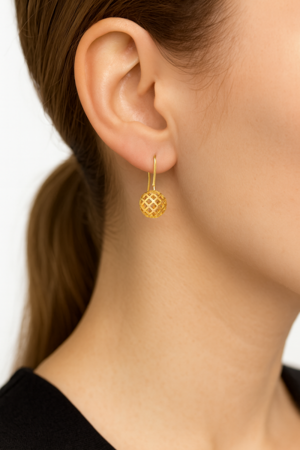 Kolczyki bigiel okazałe ażurowe kule złoto 375 