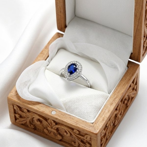 Pierścionek z naturalnym szafirem srebro 925