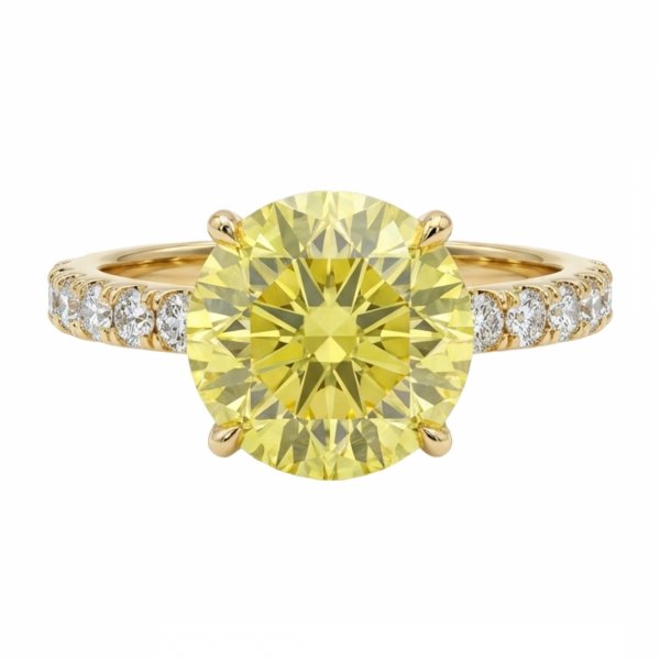 Pierścionek z kamieniem w kolorze cytrynu o szlifie brylantowym R.13 złoto 585