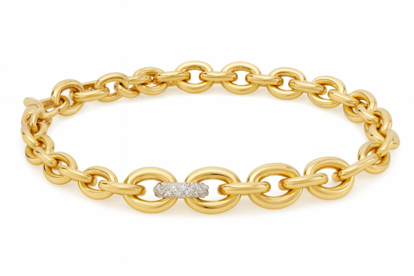 Bransoletka 20cm gruba obrączka 9 mm złoto 585