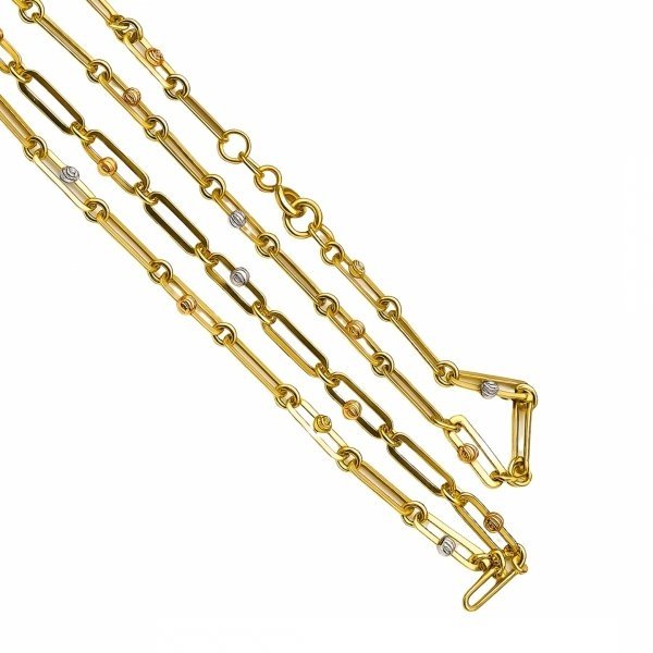 Naszyjnik z motywem ogniw i kulami złoto 585