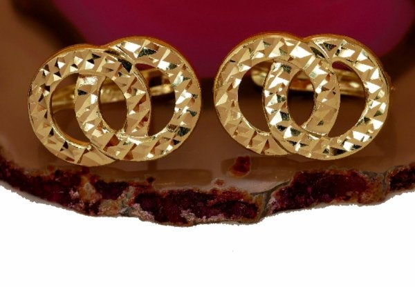 Kolczyki angiel 2cm podwójne obrączki diament Złoto 585