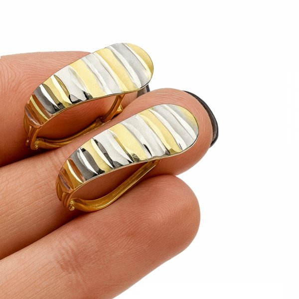 Kolczyki białe i żółte złoto 585 