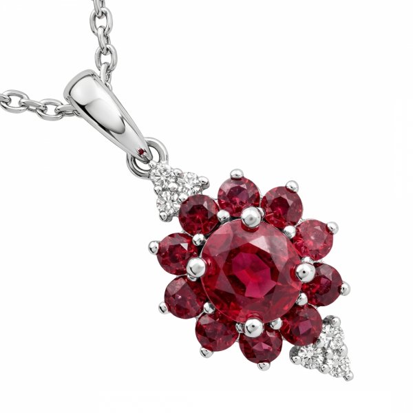 Wisior kwiat z naturalnym rubinem srebro 925