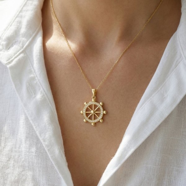 Zawieszka ster z kamieniami złoto 585