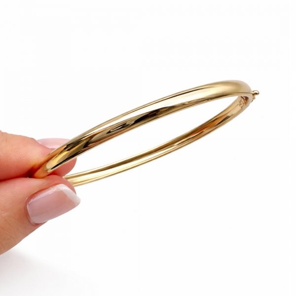 Bransoletka sztywna owalna złoto 585