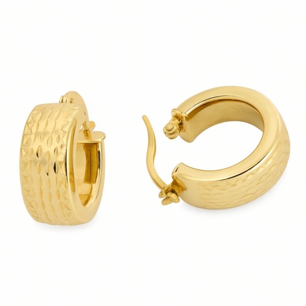 Kolczyki szerokie koła grawer złoto 585